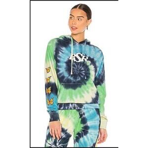New BSR By Samii Ryan Growth Comes From Within Tie Dye Green/Blue Hoodie Size S